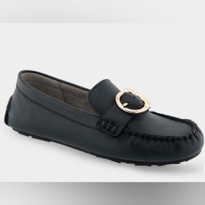 AEROSOLES CASE COMFORT DRIVER BLACK LEATHER 9.5